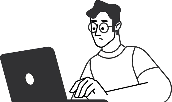 SharePointサイト作成に悩む男性のイラスト