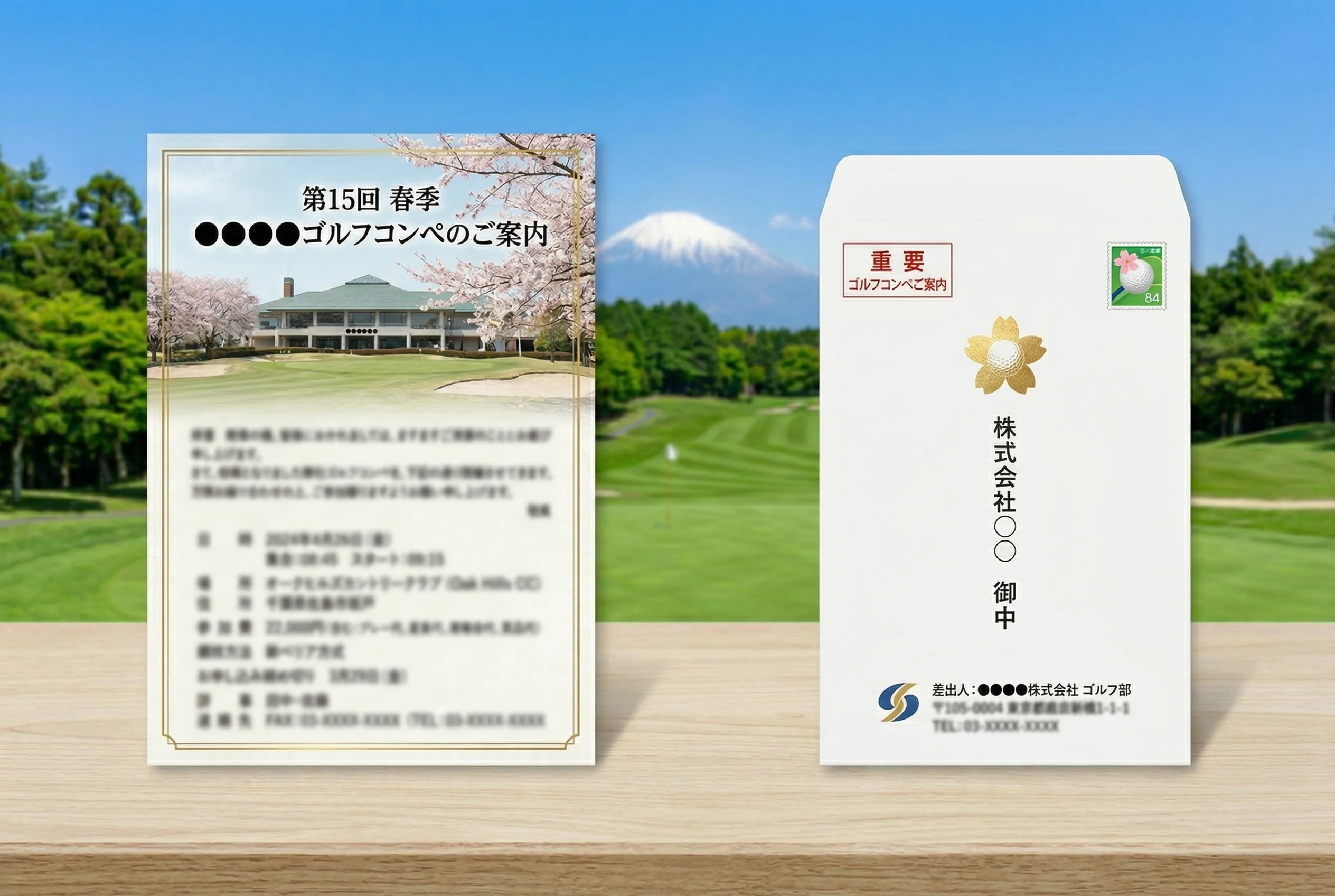 ゴルフコンペ案内状デザイン例
